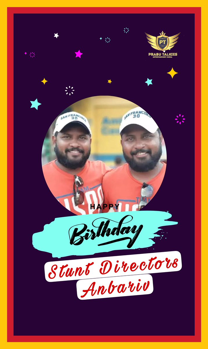 Wishing the sensational Stunt Choreographers @anbariv a Very Happy Birthday 🥳🎂🎉

#HappyBirthdayAnbariv #HBDAnbariv 
@PrabuTalkies #PrabuTalkies