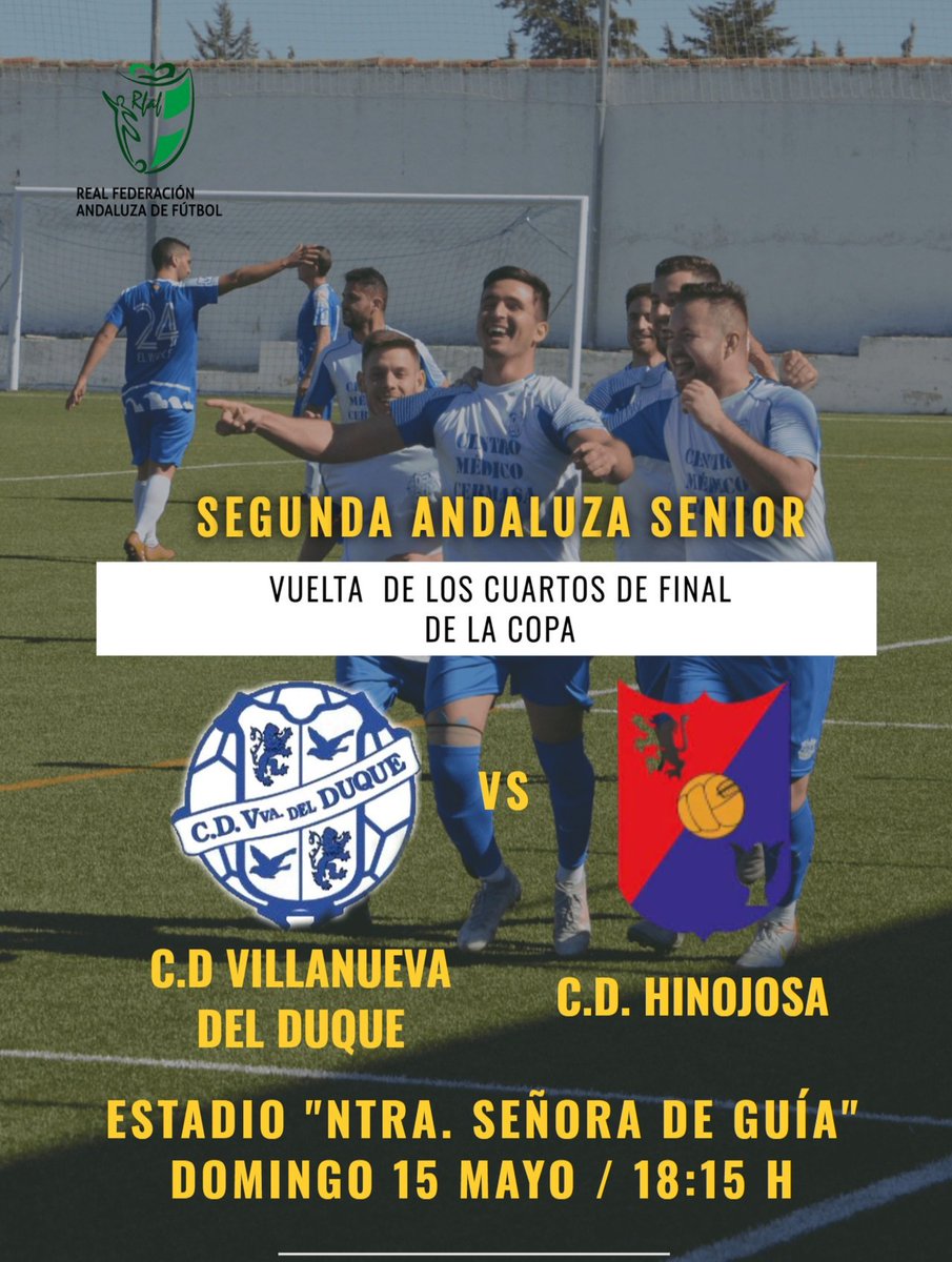 VvaDelDuque's tweet photo. 🖼️ CARTEL 🖼️
✍ El próximo domingo las 18:15 horas nos visita el @CD_HINOJOSA, en la vuelta de los cuartos de final de la copa.
#OrgulloCuervo 🔵⚪ https://t.co/RIDNsZw9oM
