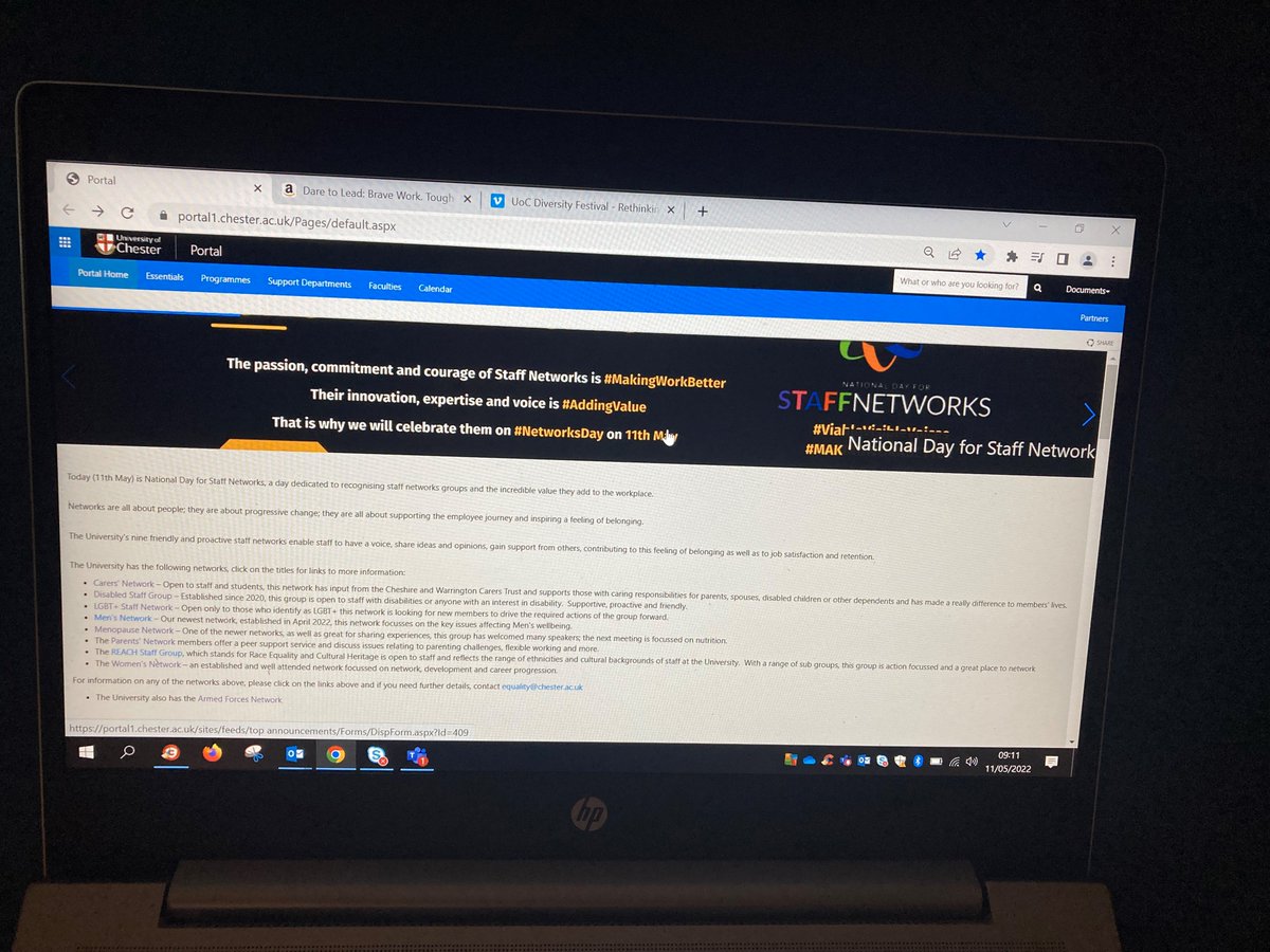 At <a href="/uochester/">University of Chester</a> we are proud to have 9 staff networks &amp; on <a href="/Day4Networks/">Staff Networks Day!</a> we are promoting them further so even more staff can get their #ViableVisibleVoices heard &amp; join these friendly, engaging, proactive groups to make their working lives even better #greatplacetowork #networks