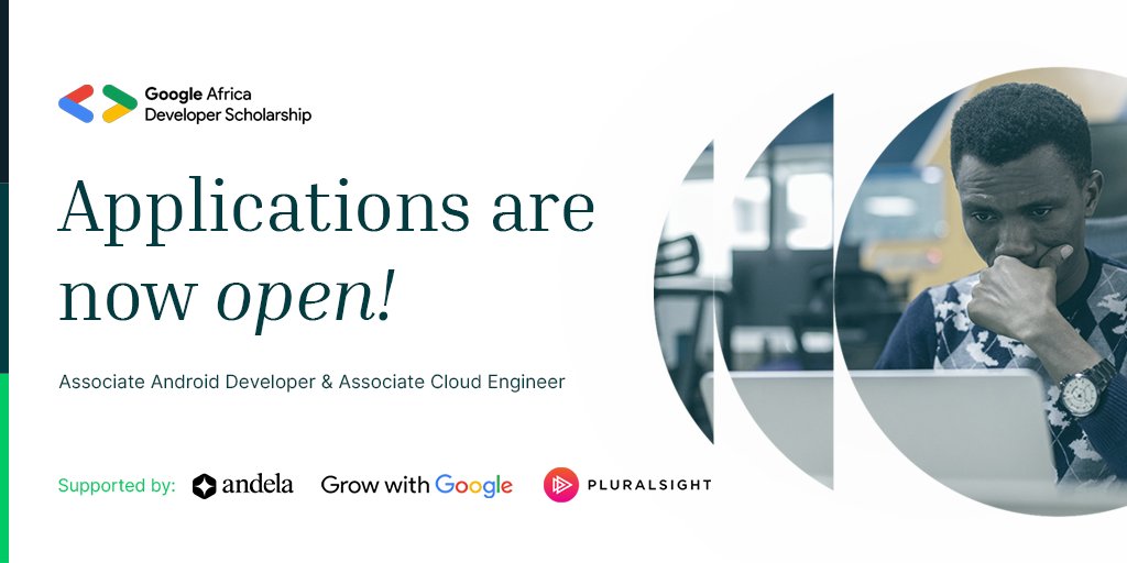 googleafrica's tweet photo. Passionate about tech &amp; keen on gaining world class skills on Android and Google Cloud? We are pleased to announce that for the 5th year, we are offering scholarships to 30,000 developers across Africa in Android &amp; Google Cloud 

Learn more ➡️: https://t.co/ilqsN1Xasu

#GADS2022 https://t.co/e6K2uQcdHa