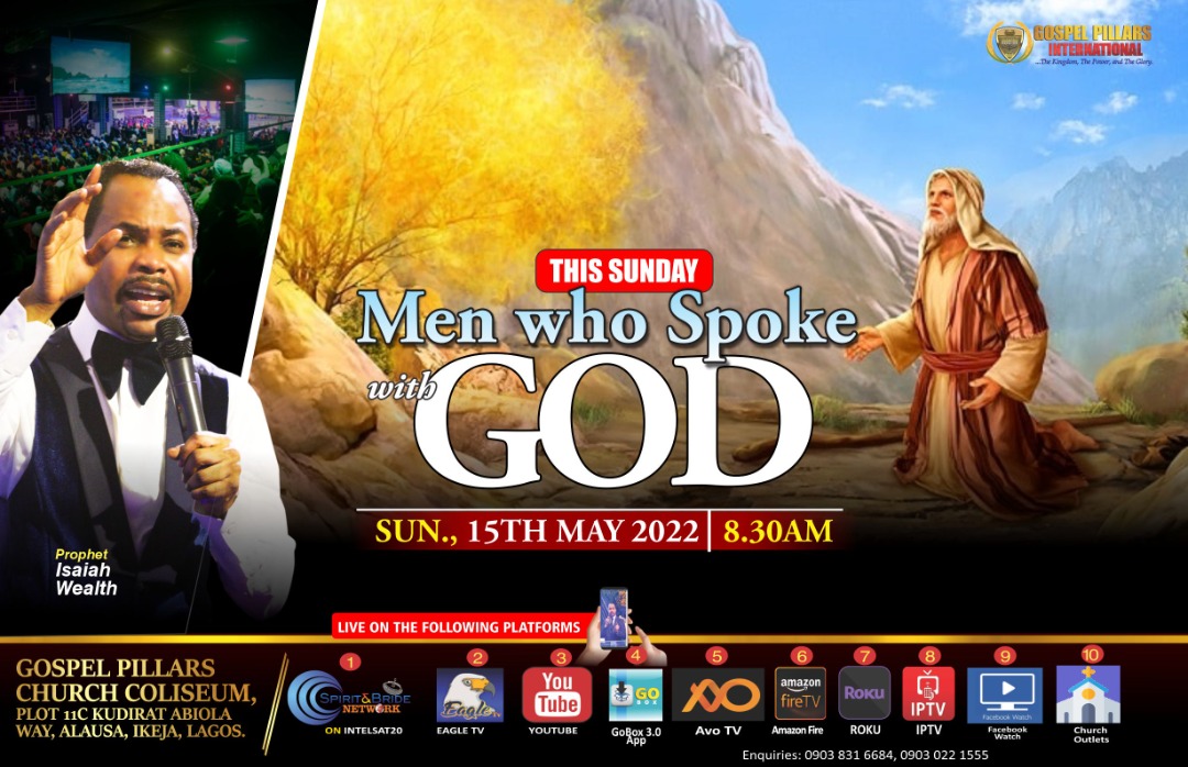 gospelhotspot0's tweet photo. 'Men who spoke with God' this Sunday 15th May at 8:30am Gmt+1...
Live at Gospel Pillars Church,11C Kudirat Abiola way, Alausa, Ikeja, Lagos
#OneSound #onesoundrevivaltv #God #Men #gospelpillarschurch #ProphetIsaiahWealth #WhereGodIs #unityofthechurch #OneBody #churchonline https://t.co/c0waPOrU4x