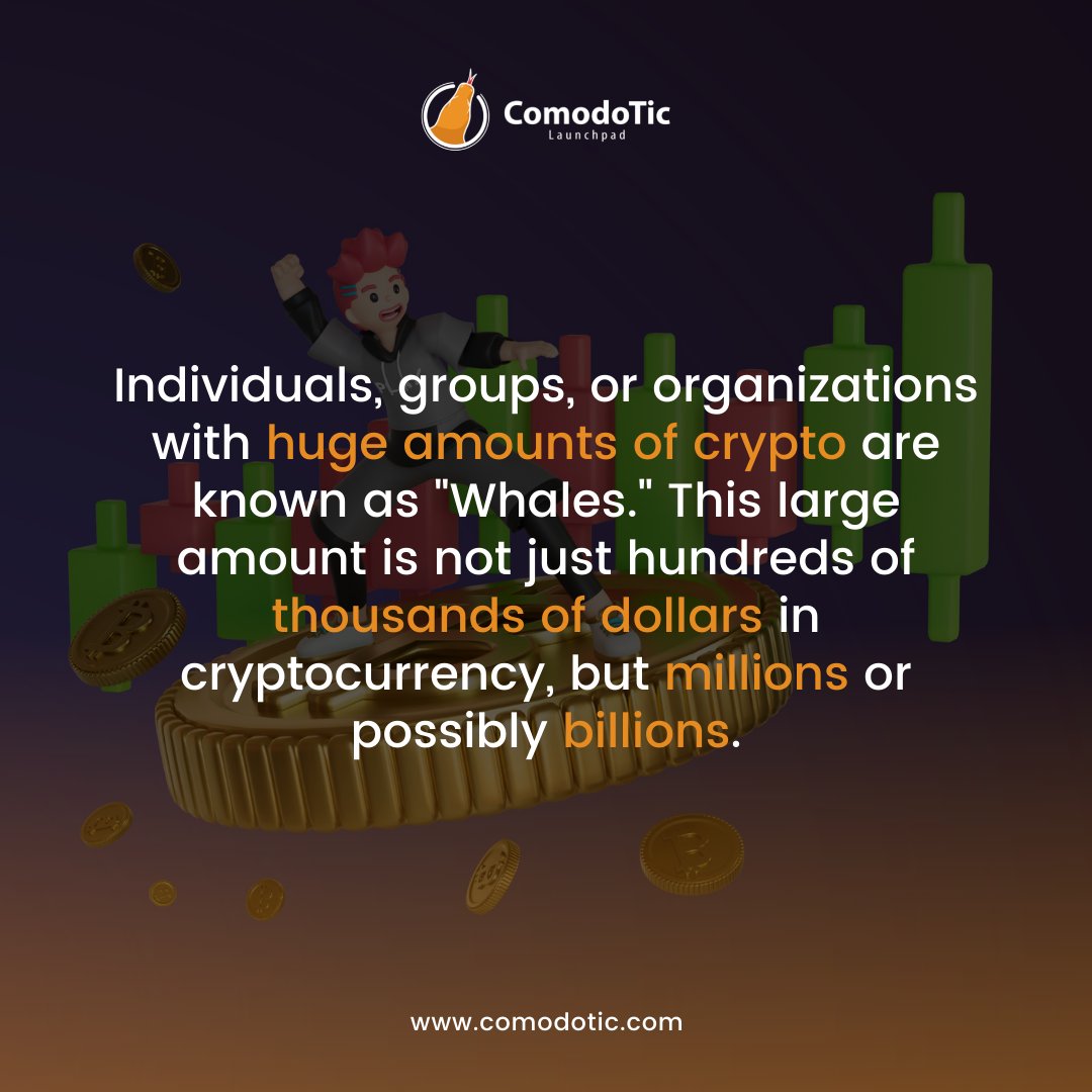 Comodotic's tweet photo. The first thing that comes to your mind when you hear "Whale", definitely refers to the Big Fish that lives in the sea. However, in crypto the term "whale" also has a meaning. 🐳🐳
.
.
.
#comodotic #launchpad #investment #crypto #blockchain #cryptocurrency #crypto #cryptowhale https://t.co/hkc8esJNOh