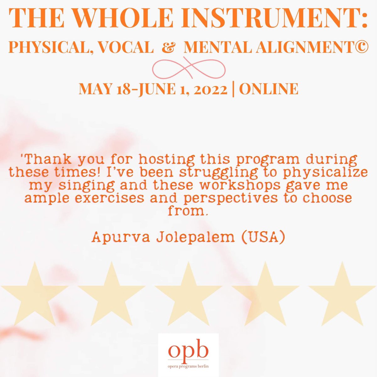 OperaPrgsBerlin's tweet photo. We have been so lucky to meet and work with so many wonderful artists from around the world. Hear what some of them are saying about
THE WHOLE INSTRUMENT: PHYSICAL, VOCAL &amp; MENTAL 
ALIGNMENT© 
May 18-Jun 1, 2022 | online | 60-day replay
https://t.co/rvOBcTpbl6 https://t.co/Y3zL9AcTsZ