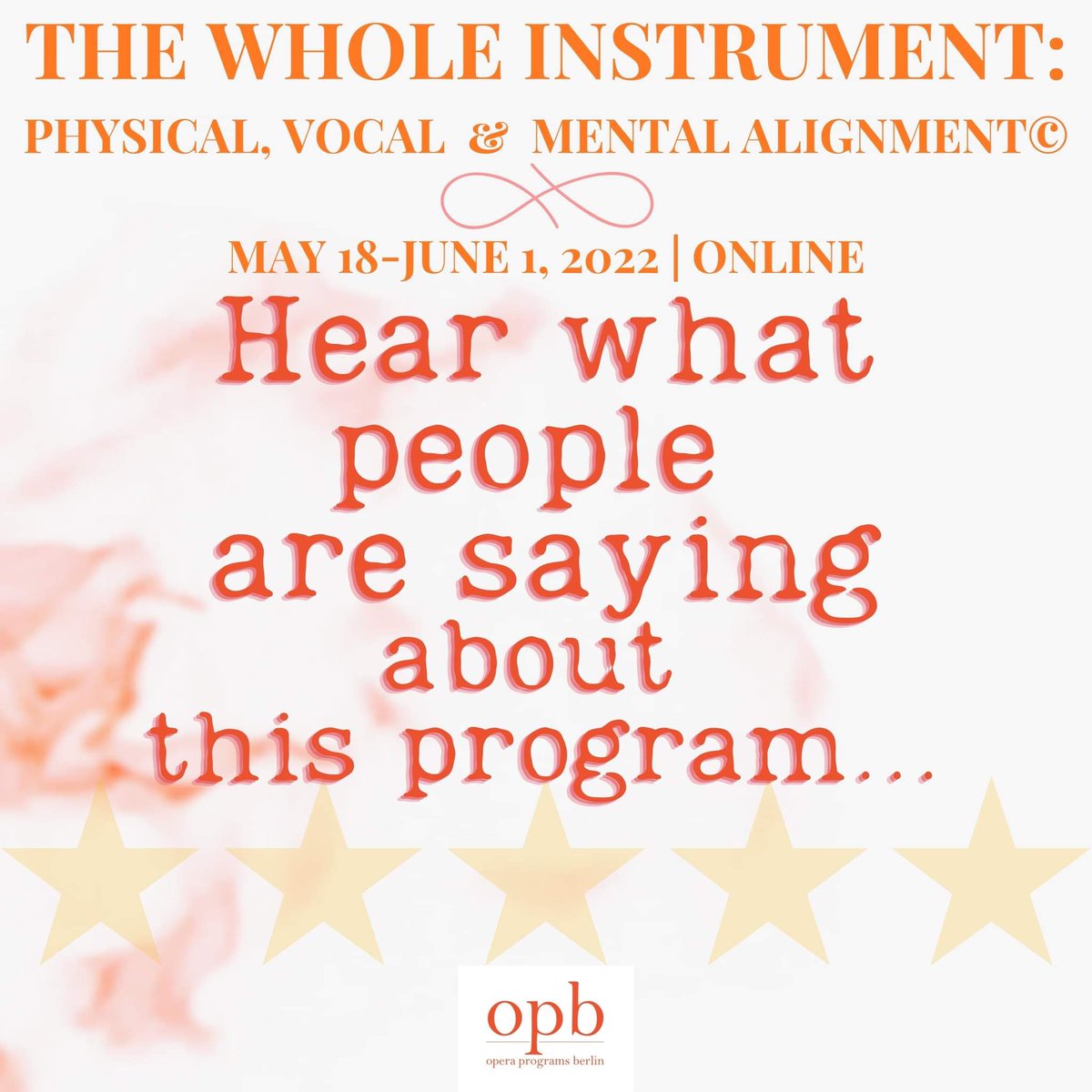 OperaPrgsBerlin's tweet photo. We have been so lucky to meet and work with so many wonderful artists from around the world. Hear what some of them are saying about
THE WHOLE INSTRUMENT: PHYSICAL, VOCAL &amp; MENTAL 
ALIGNMENT© 
May 18-Jun 1, 2022 | online | 60-day replay
https://t.co/rvOBcTpbl6 https://t.co/Y3zL9AcTsZ