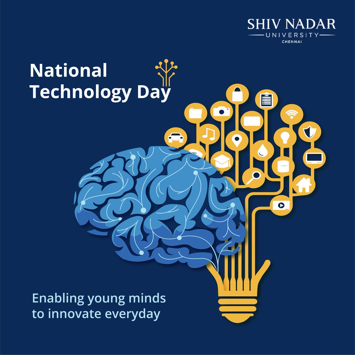 SNUChennai's tweet image. Today is #NationalTechnologyDay, and we at #ShivNadarUniversityChennai believe in equipping our students with the latest #technologicalskills, to help them shape a better &amp;amp; brighter #future. 
 
#Admissions for our future-ready B.Tech courses is live. Apply now!