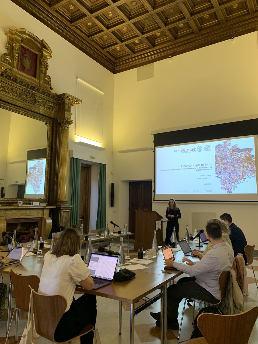 NegueruelaDario's tweet photo. It’s happening! @EvaCetinic walks us through the concept of visual similarity in computational approaches in #dh #digitalvisualstudies and #dah details: https://t.co/vMBBp5YBUs https://t.co/CHCmGA6XtK