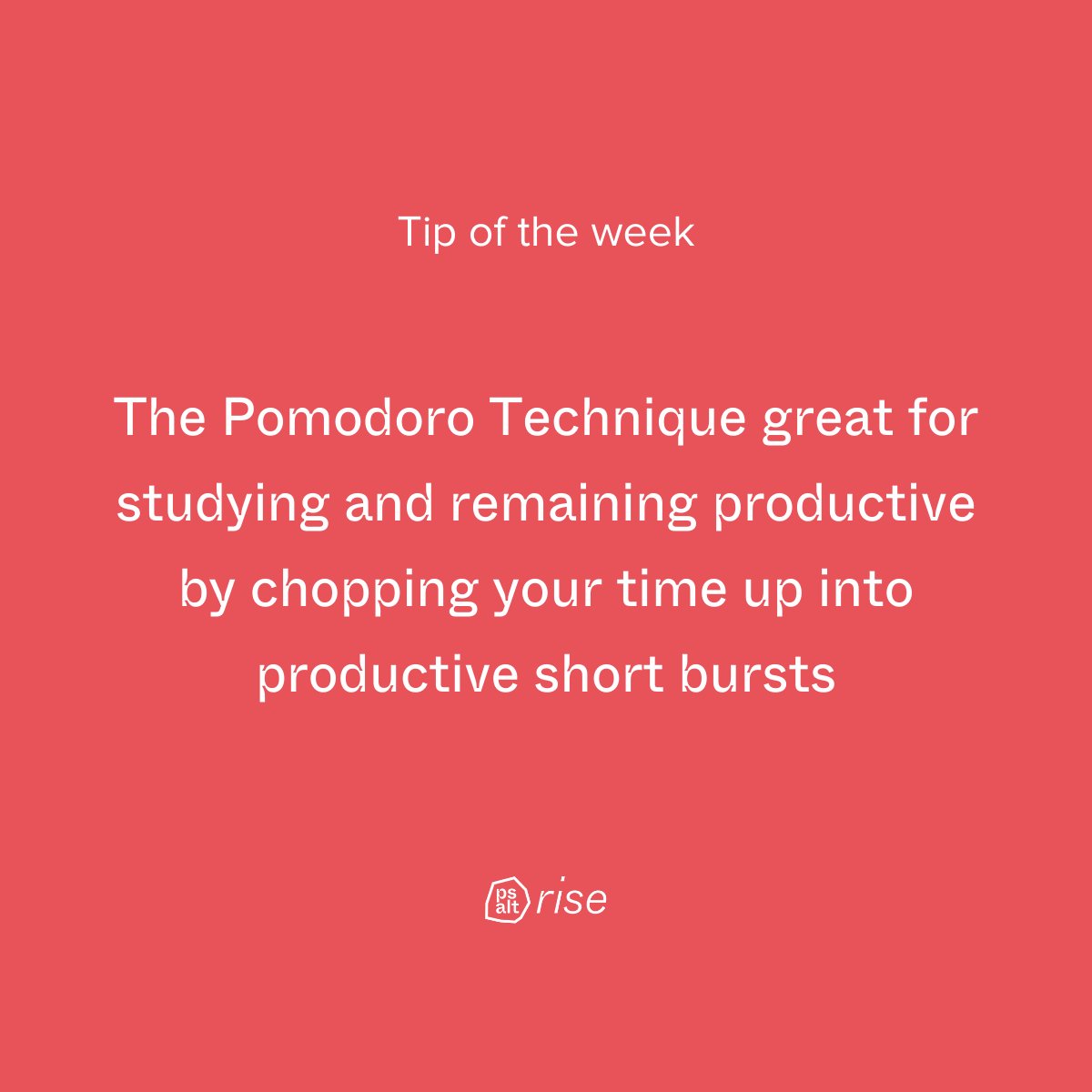 Life hack: ever heard of the “Pomodoro Technique?”

It breaks work into intervals separated by short breaks. It's a great way of setting &amp; sticking to, deadlines, to-do lists &amp; revision.

If you’re trying to study, get a task done, why not give this a go? 

(Stop scrolling 👀)