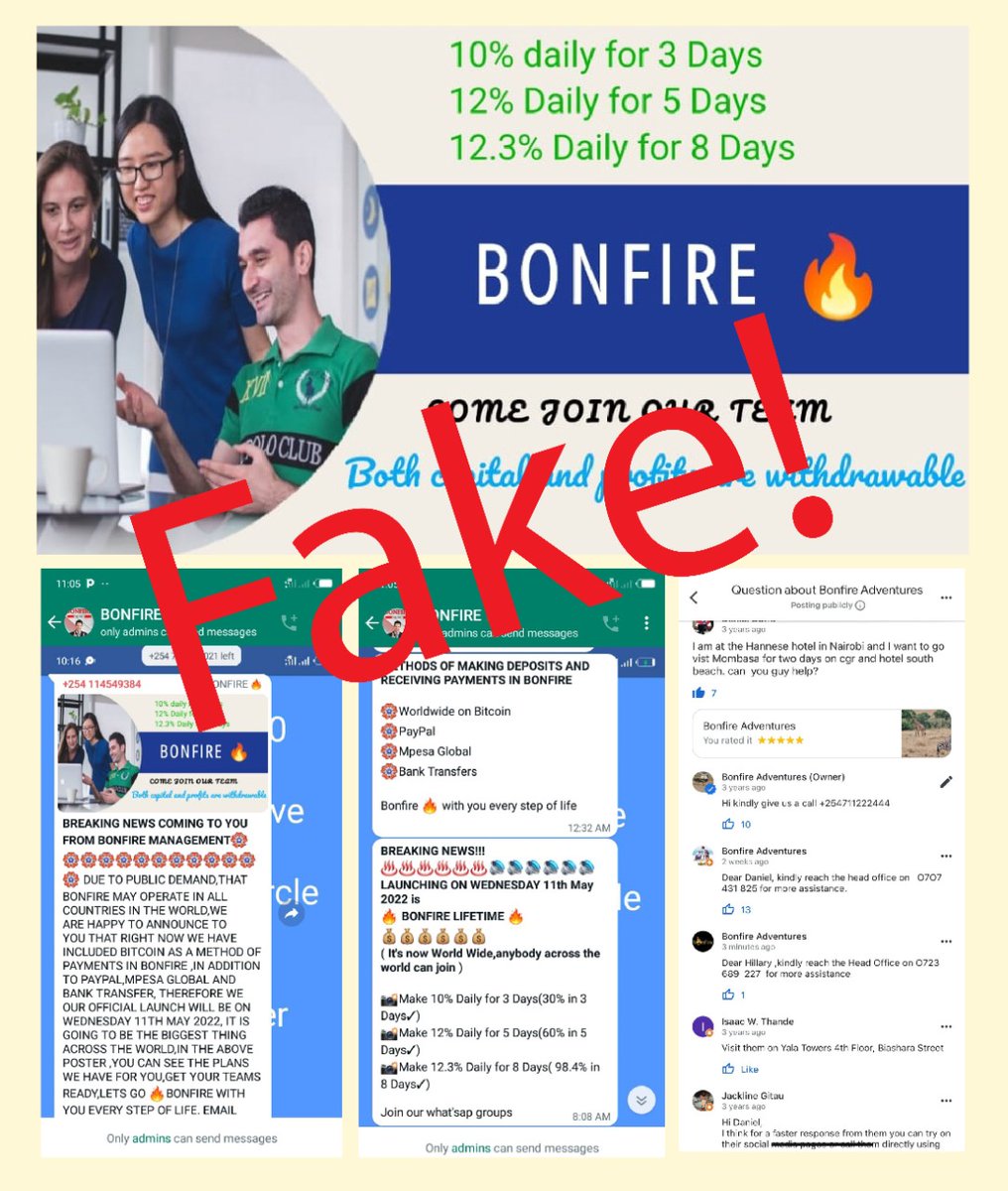 BonfireSafaris's tweet photo. If You See Any Message That Tells You To Pay For A Vacation With Bitcoin – 𝐓𝐇𝐀𝐓 𝐈𝐒 𝐀 𝐒𝐂𝐀𝐌⚠️
Kindly Adhere To Our Official Payment Methods
And For The Best Vacation Deals Simply Send Us A DM or 
𝐂𝐚𝐥𝐥/ 0722879629
#BonfireDeals #RailaOdinga #FraudStars #Kalonzo https://t.co/TX0wHhhRCp