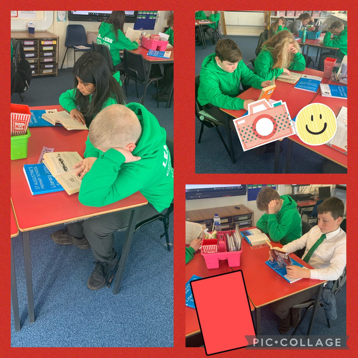 StAugustine_PS's tweet photo. P7 Rm 10 have been learning how it is scientifically proven that reading has a positive effect on mental health. This morning we read for 15 mins to start off our day. Taking time for ourselves is really important @SLIC1991 #keeptheheidandread #MentalHealthAwarenessWeek https://t.co/mfyjn3jkuR