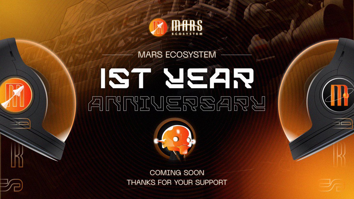 ⭐️Dear community members,

🎂It will be #MarsEcosystem 1st Year Anniversary soon since we launched our project🥳

💎Sincerely, our whole team is grateful for ur support during this journey.

🎁We are planning a sweet #event to celebrate it👏

👯Stay connected with us👯