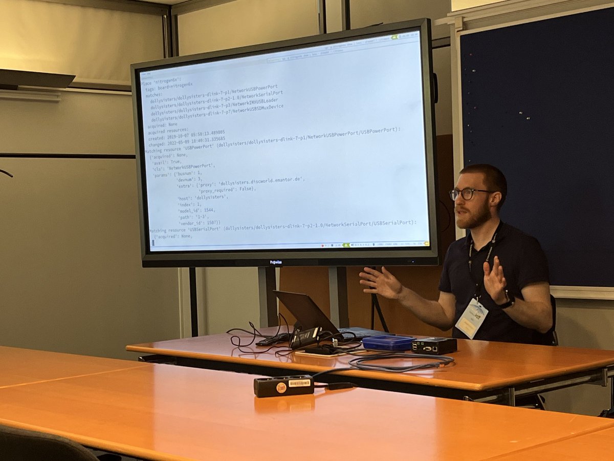 TheYoctoJester's tweet photo. ⁦@Emantor⁩ on real life testing using real life hardware with ⁦@labgrid⁩ https://t.co/P9n8szBdU4