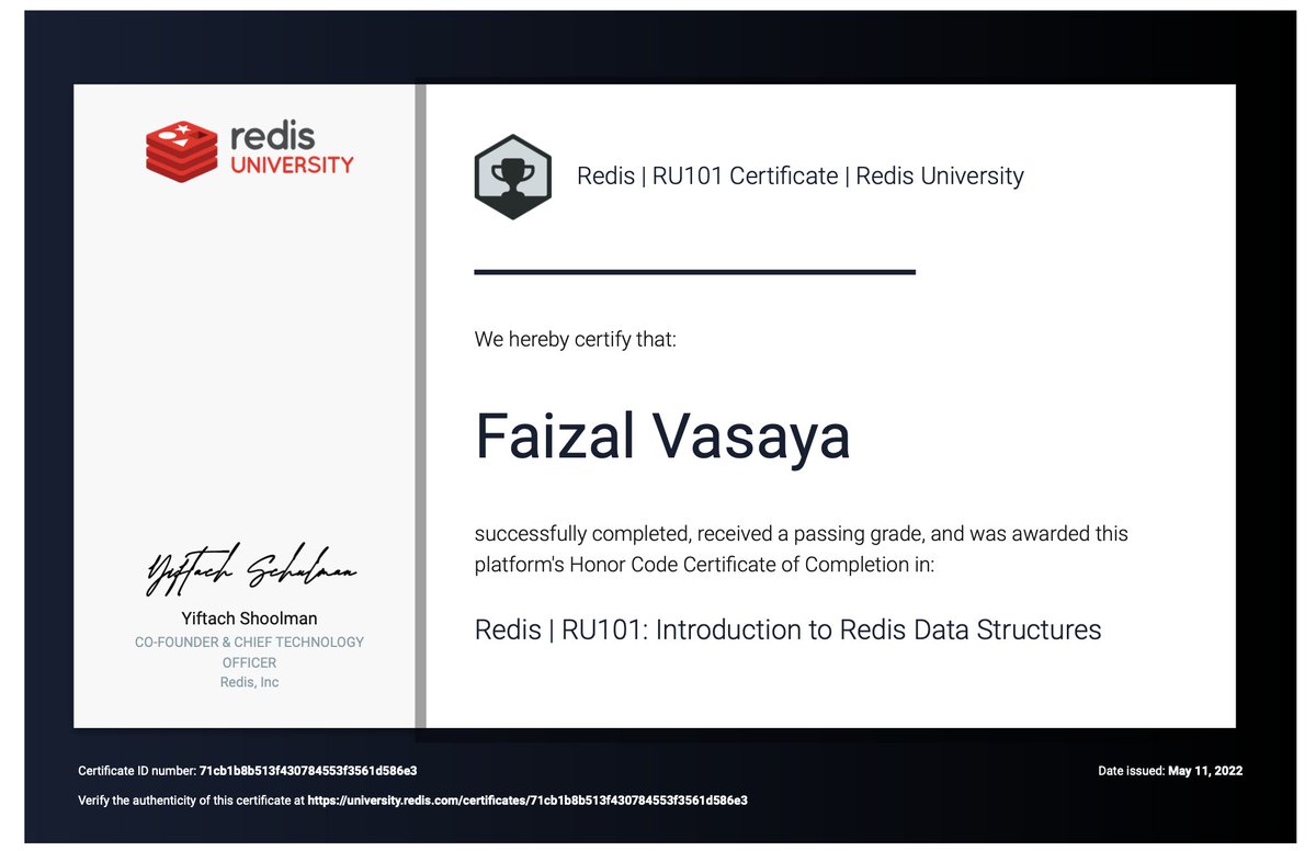 FaizalVasaya's tweet photo. This was a challenging and rewarding course, which sharpened my Redis skills on:
๐ Data structures in Redis
๐ Performance optimization of search queries
๐ Transactions
๐ Geospatial data storage and retrieval
๐ Link to the course: https://t.co/kaZVCQQ5IT
#redisu https://t.co/k8CEPHwYxG