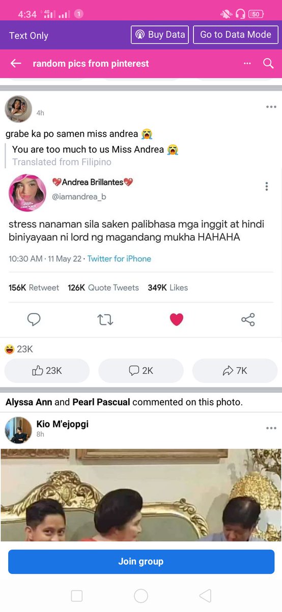 ngelsri02's tweet photo. May tinweet ba ganito si @iamandrea_b ??? Itong "random pics from Pinterest" na FB group page puro fake news pinapakalat tungkol Kay Blythe 😒 https://t.co/3e2IbmBav5