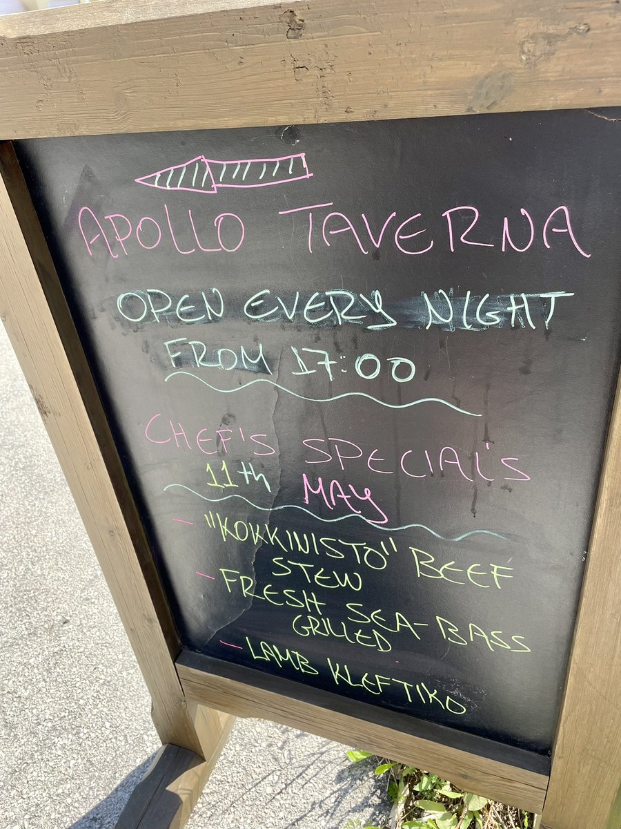 ApolloAlykesGrp's tweet photo. Chef’s specials tonight from 5pm…
•Kokkinisto (Beef Stew)
•Fresh grilled Sea Bass
•Lamb Kleftiko
🍽🥂🇬🇷 #apollotaverna #alykes #zante #zakynthos #greece #ionianisland #summerholiday #greekcuisine #greekdining #traditional #hellas https://t.co/xLpEfK8j2h