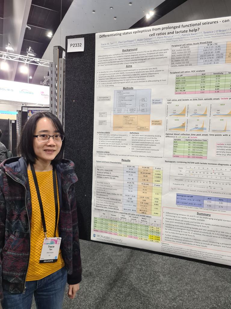 Tracie Tan presenting her work at #ANZAN.

Well done Tracie!! 

#seizures 
#statusepilepticus 
#peripheralbiomarkers 

@MonashNeurosci