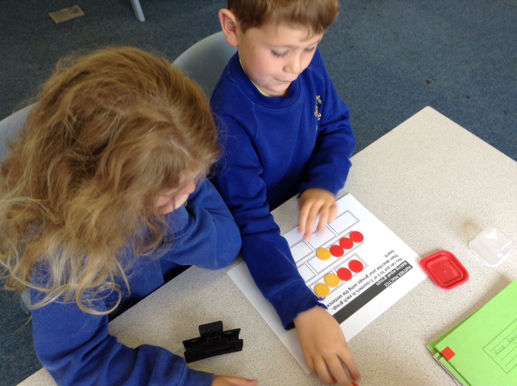GilberdykeRocks's tweet photo. The Finches are using counters to add equal groups. We have been making 2, 3 or 4 equal groups of 2 or 3. #GPSMaths #effectivemaths https://t.co/0dIODDTcAH