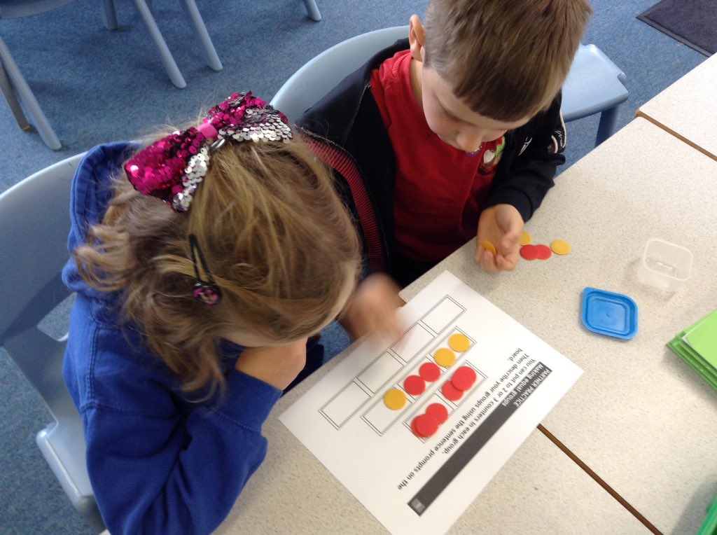GilberdykeRocks's tweet photo. The Finches are using counters to add equal groups. We have been making 2, 3 or 4 equal groups of 2 or 3. #GPSMaths #effectivemaths https://t.co/0dIODDTcAH