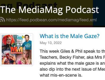MediaMagEMC's tweet photo. The new podcast is up! The one and only @mrsfishermedia joins Giles and Phil to discuss the male gaze and objectification. Phil explains what mise-en-scene is (and how to pronounce it perfectly) and questions come from students at @THSMediaStudies link: https://t.co/VHJ3eoILrG https://t.co/6TEkhRAWN2