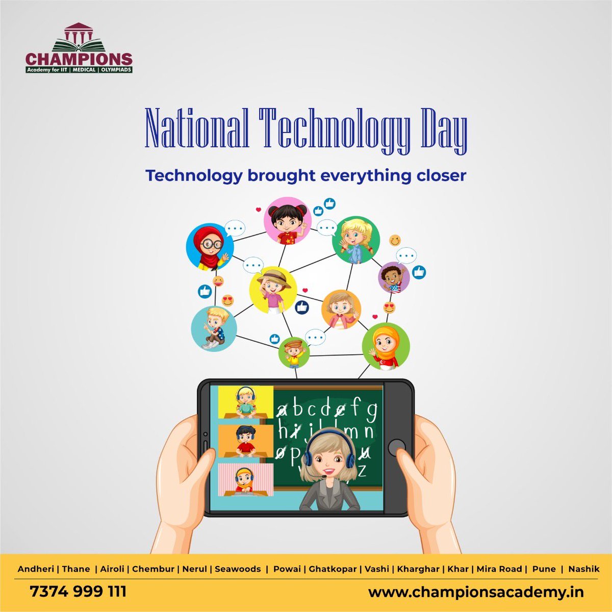 ChampsEducare's tweet photo. Technology plays a huge role in everything we do at Champions Academy. This #NationalTechnologyDay, let’s be thankful to technological advancements that make our life better and the people behind them. Let’s continue to encourage tech based interventions.
#TechnologyDay https://t.co/4LsDoHOnLG