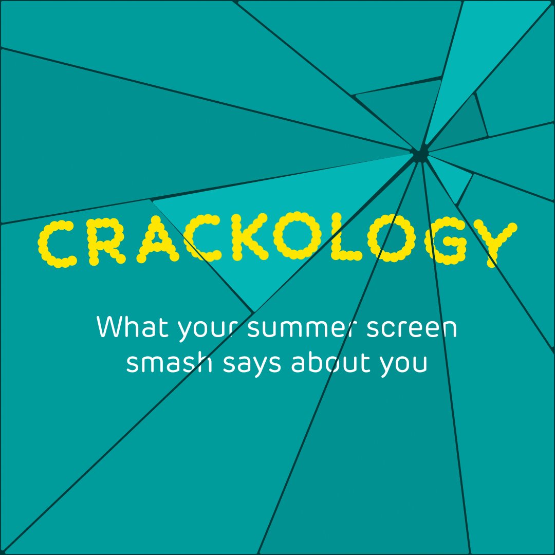 Cracked screen? We’re coming to the rescue this summer with our nationwide superfast in-store repair service.

A smashed screen says more about the owner than just being clumsy. Through the art of Crackology, we have set out to decipher what your cracked screen says about you 🧵
