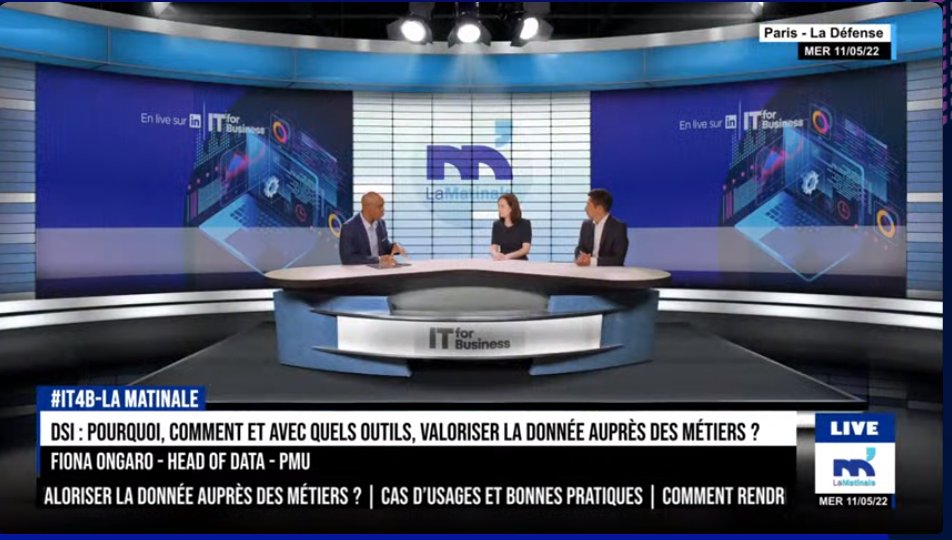 ITforB's tweet photo. 🔴[EN DIRECT] : «L'outil doit rester simple pour les utilisateurs» - Fiona Ongaro - Head of Data - @PMU_Hippique 

#IT4B #datagovernance #datamanagement #dataliteracy https://t.co/QZwpDau6AH