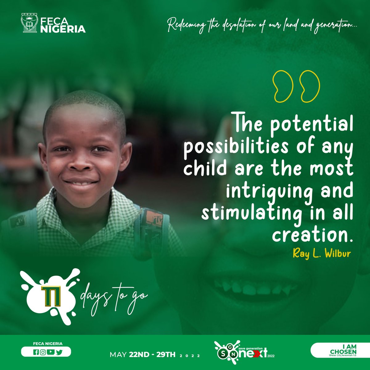 Otibenjamin10's tweet photo. Save Generation Next (SGN) 2022
11 Days To Go
#SGN2022
#RedeemingDesolation
#FECANigeria https://t.co/q2exTzv30B