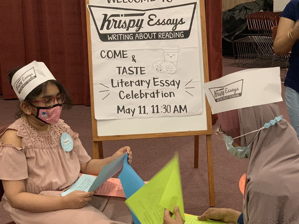 shina_george's tweet photo. Grade 4 tasting Krispy Essays. #literaryessay #writingcelebration #grade4 @TCRWP @ISGDmm https://t.co/F8iyqtWWTH