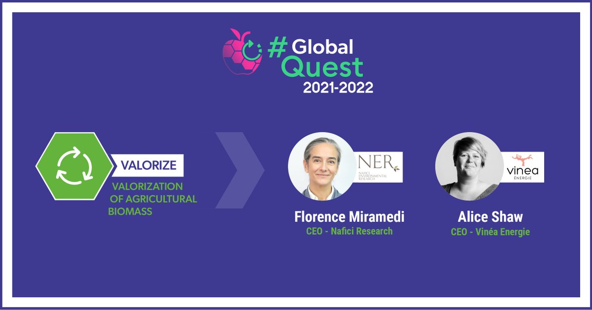 Tomorrow morning, join the discussion on bioeconomy with Florence Miremadi-Nafici, Nafici Environmental Research &amp; Alice Shaw, Vinea Énergie, two companies proposing solutions to upcycle agricultural waste accross different value chains. 

Register here: invivoglobalquest2021-2022.com/en/page/accuei…
