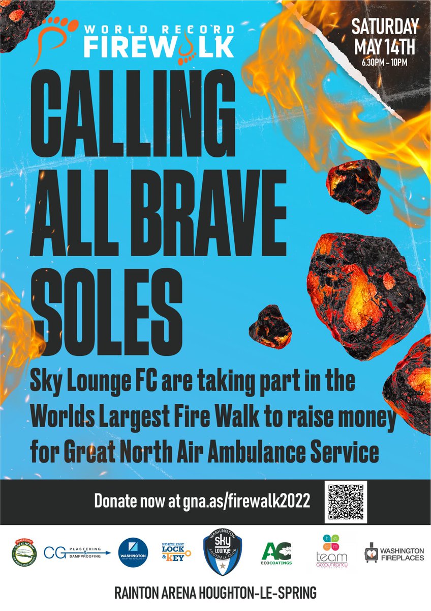 This Saturday we take part in a Guinness World Record attempt for the most participants of a Firewalk 🔥 

We’re raising funds for this seasons charity partner <a href="/GNairambulance/">Great North Air Ambulance</a>  🚁 

If you would like to donate then please click on the link below.

justgiving.com/fundraising/Sk…
