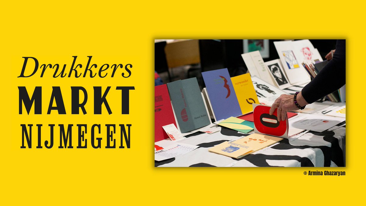 Op zaterdag 14 mei organiseert Drukwerk in de Marge Drukkers Markt Nijmegen!

30 stands met bijzonder, handgemaakt drukwerk: boekjes, affiches, kaarten en meer. Natuurlijk is er ook iets te drinken en te eten.

Tijd: 10.00 tot 16.00 uur
Gratis entree