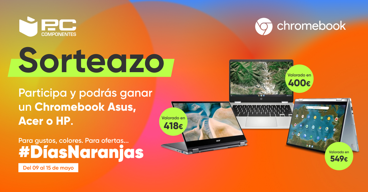 🔶¡SORTEAZO!🔶 ¡3 GANADORES!

😍 Seguimos celebrando Días Naranjas. ¿Quién quiere uno de estos tres Chromebook táctiles?

🔸 RT🔃 y síguenos
🔸 Comenta las veces que quieras con #ChromebookPcComponentes diciendo cuál te gusta más

✅ Si comentas mucho multiplicarás tus opciones!