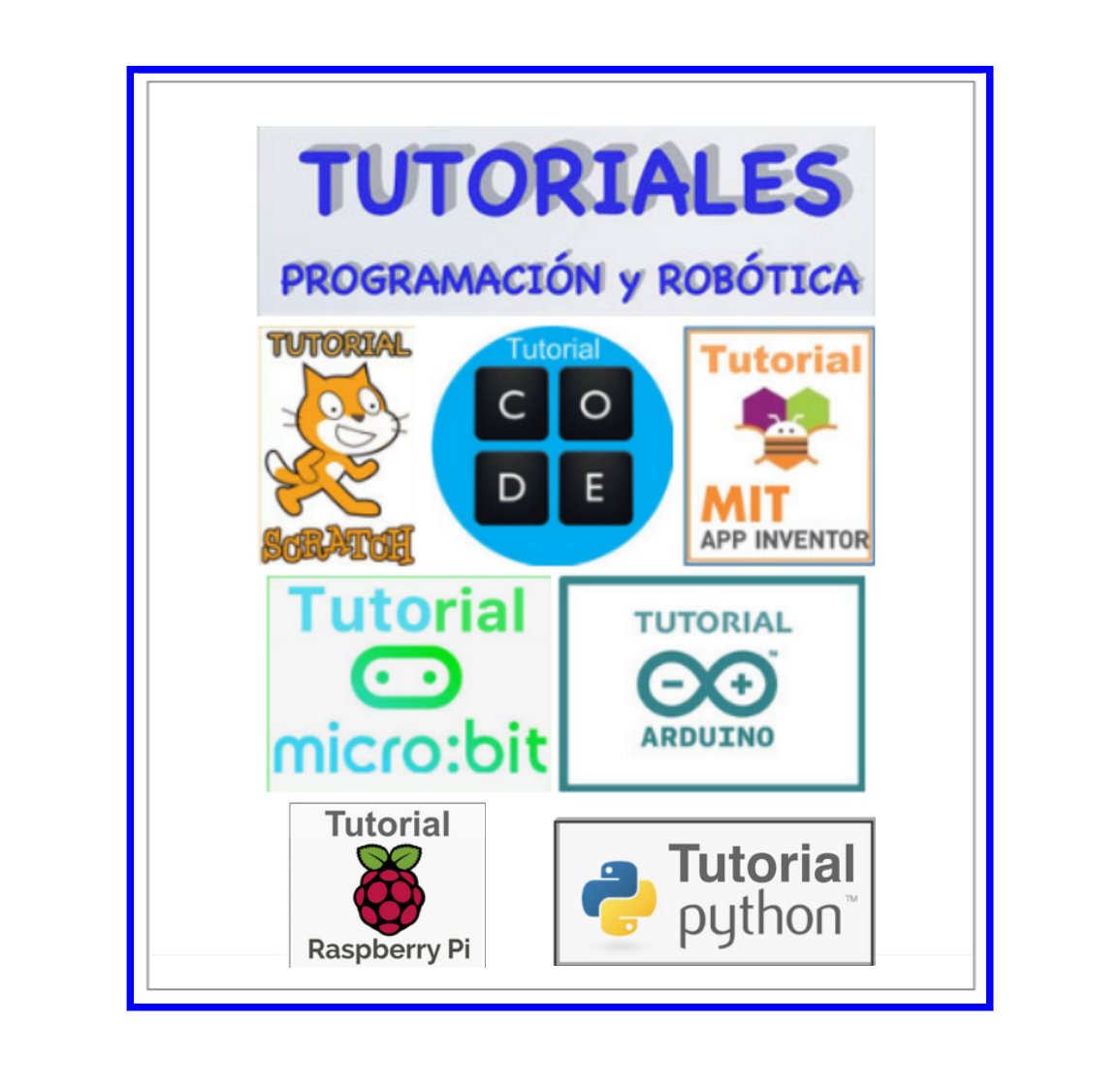 anvasa125's tweet photo. TUTORIALES PROGRAMACIÓN y ROBÓTICA 
Recopilación sobre MIT APP INVENTOR, SCRATCH, CODE, MICRO:BIT, RASPBERRY PI, ARDUINO, PYTHON...  (paso a paso y PDF), proyectos, prácticas, guías de actividades, cursos de diferentes niveles, ejercicios para el aula,... https://t.co/61i1OcBXcL https://t.co/MFnJqPJh6h