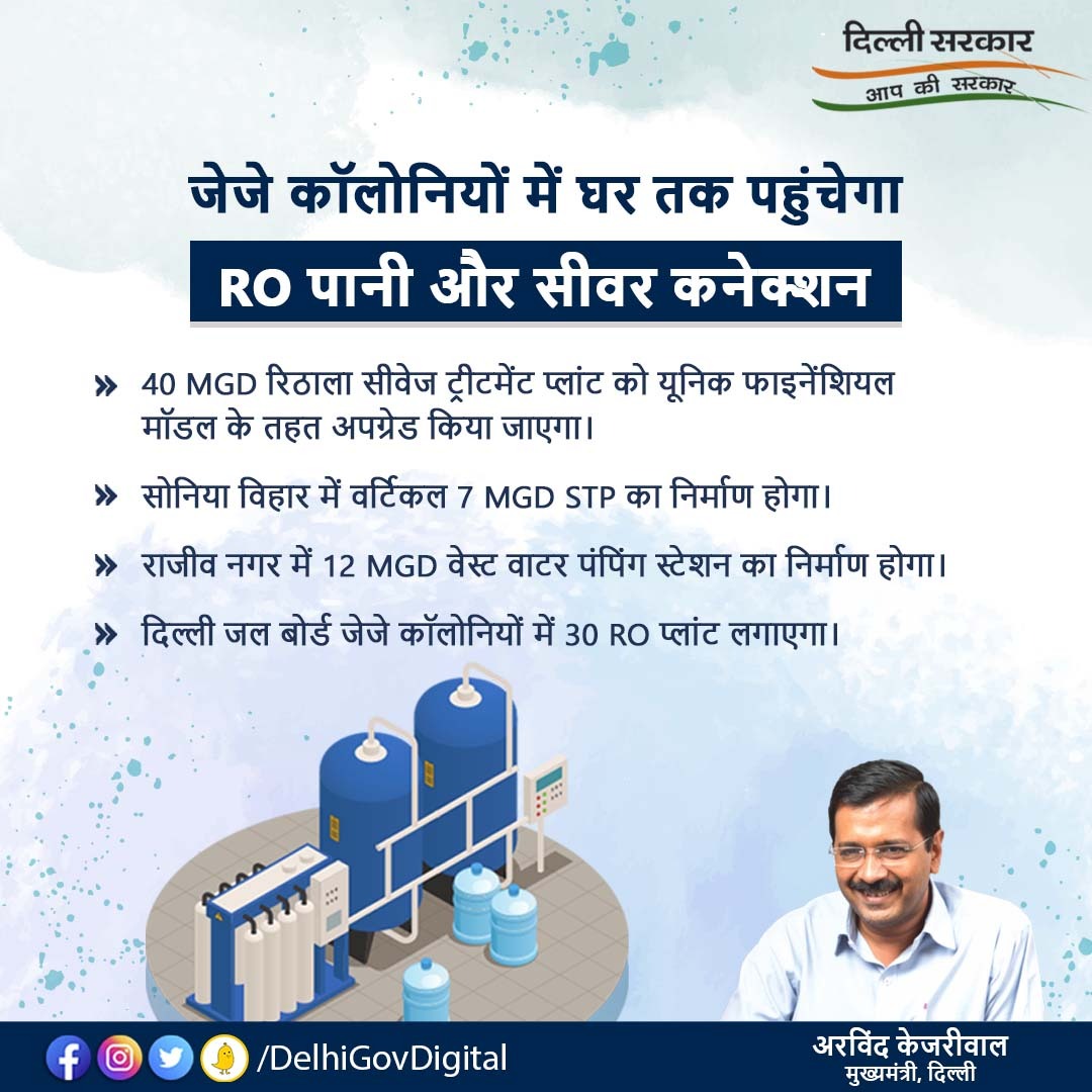 DelhiGovDigital's tweet photo. 24 घंटे नल से साफ पानी और सीवर कनेक्शन देने के लिए प्रतिबद्ध दिल्ली सरकार। जेजे कलस्टर कॉलोनियों में RO पानी के साथ-साथ सीवर लाइन की सुविधा दी जाएगी।
@ArvindKejriwal @SatyendarJain @DDC_Delhi
#JJColonies #SewerConnection #ROWater #RO_Plant #Delhi #DelhiGovt #Delhigram https://t.co/NJ4MPcPPIt