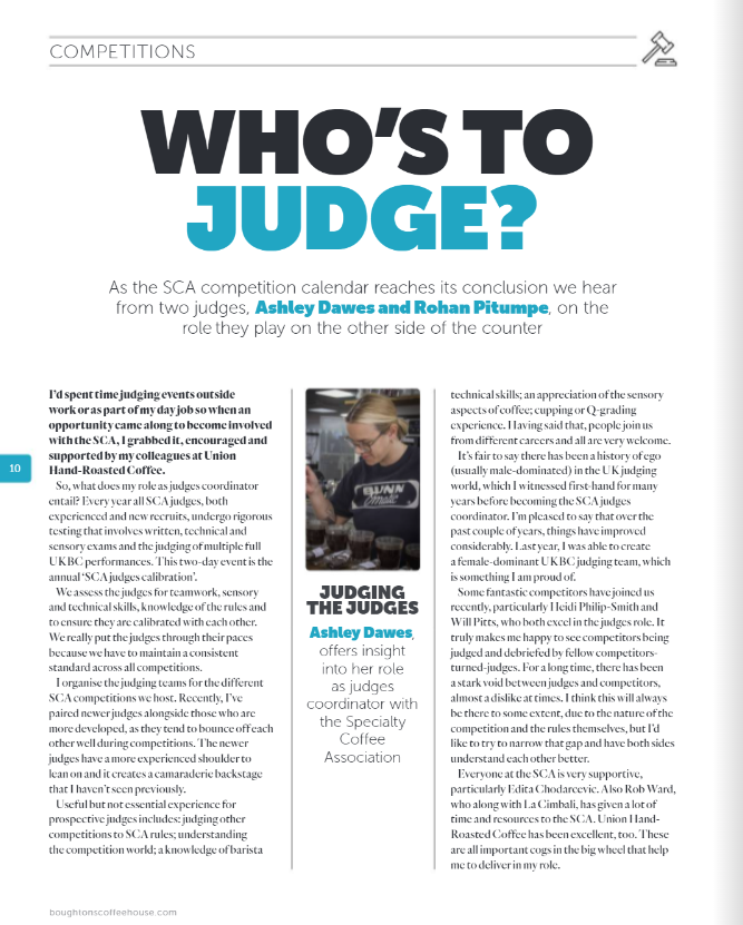 Cimbali_UK's tweet photo. With the finals of the @SCA Brewers Cup and UKBC just days away, here's a great write up in @BoughtonsCoffee from 2 SCA judges, Ashley Dawes and @crolaks Read in full p 10-11 
https://t.co/xeJC5QCADY 
#coffee #coffeemachines #coffeeshops #barista #UKBC2022 #SCA #coffeestartshere https://t.co/fNzXikZxF9