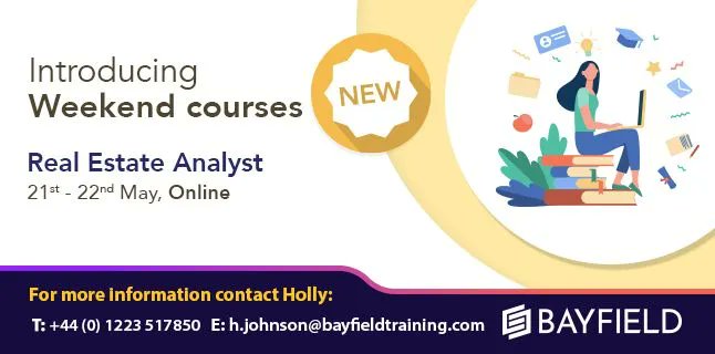 BayfieldTrain's tweet image. Bayfield Training #weekendcourse 
Real Estate Analyst  - Financial Modelling in Excel
Saturday the  21st and Sunday the  22nd May 2022
Create flexible real estate financial models in Excel.