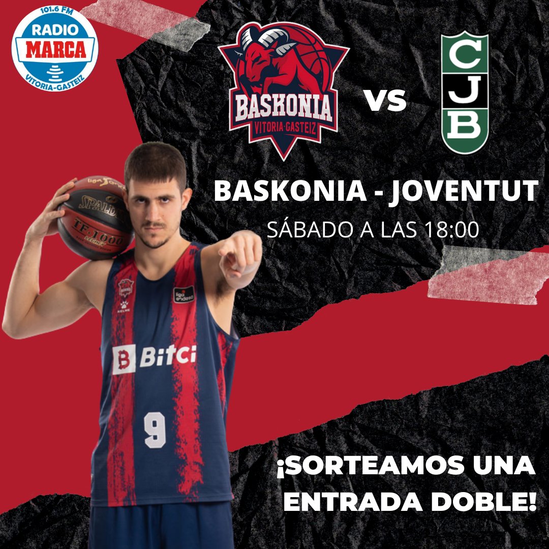 RMarcaVitoria's tweet photo. ¡Último sorteo de la semana en Radio Marca Vitoria!🏀📻

-Dale RT 🔁

-Síguenos ✓

-Menciona a la persona con la que irías 🫂

Tienes hasta el viernes a las 10:30  para participar. Mucha suerte a tod@s !! https://t.co/86asxJxraY