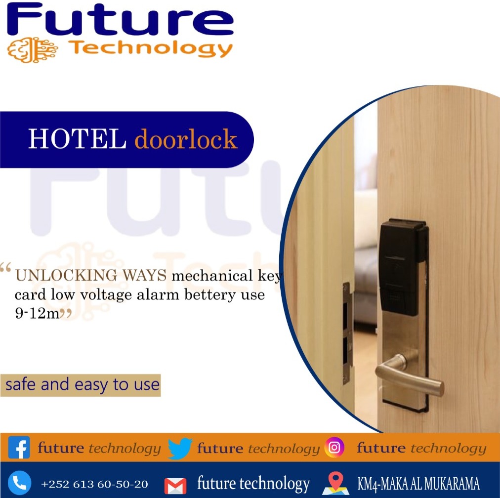 FUTURETECHNLGY's tweet photo. #Hotel_Door_Lock
Ma tahay macmiil maamule ama milkiile Hotel ?
haday jwaabtaadu haa tahay shirkadda #future_technology waxay kuula diyaar tahay in ay ka dhigto Hotel-kaaga mid la mid ah Hotel-ada 5 starka ee dunida. https://t.co/gLb5dJUdb9
