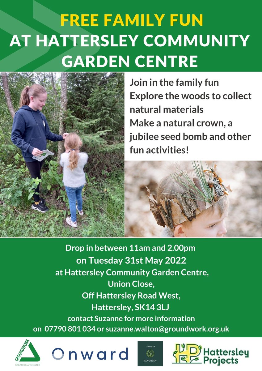 SuzanneGWK's tweet photo. Free Family Fun!  Make a natural crown in time for the Jubilee Celebrations! @Onward_Homes @SamP_Onward @Projects2019 @HattersleyComm1 https://t.co/tTdbkzUWD1