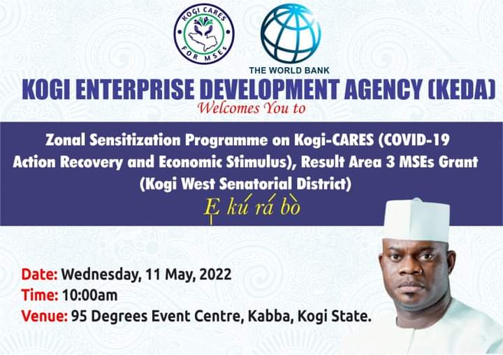 inyaannabel's tweet photo. The train moves to Kogi West today for the KG-CARES (COVID-19 Action Recovery and Economic Stimulus) zonal sensitization for Small and Medium enterprises, MSE grants
Be part of the conversion either offline or online.
#KGCARES
#KGCARESSensitization
#KogiWest
#Kabba https://t.co/H90poS86H8