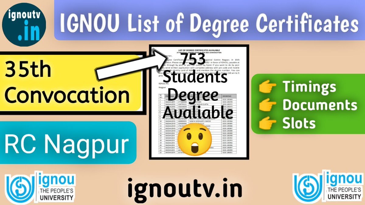 ignouonlinehelp's tweet photo. List of 35th Convocation available Degree Certificates - RC Nagpur
https://t.co/tcxRNFGswZ
https://t.co/tcxRNFGswZ

#IGNOU #IGNOUTV #ignouonlinehelp  #ignou35thconvocation #ignoudegreecertificates
#ignoudegreercnagpur #ignoudegreelistrcnagpur #ignourcnagpur #ignoulatestupdates https://t.co/xj1It29w6e