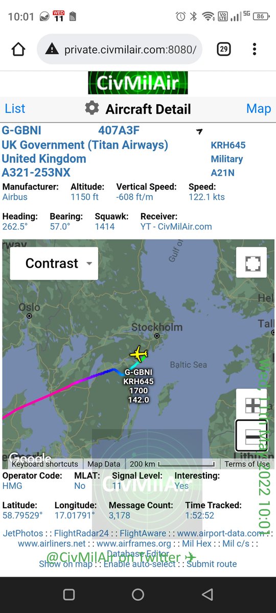 CivMilAir's tweet photo. #BorisForceOne inbound Stockholm, Sweden 🇸🇪 https://t.co/853jdB1jDW