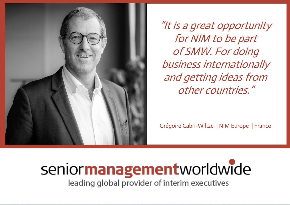 ImwMgmt's tweet photo. Partner in the spotlight! Who are the partners of SMW worldwide? Please meet our partner Grégoire Cabri-Wiltzer from NIM in France. #interim #interimmanagement #futureofwork https://t.co/dKQZGC9m4w https://t.co/AJEExrnveO