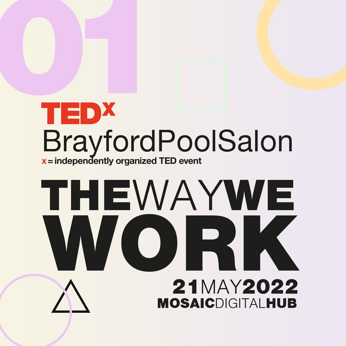 In just over a week we'll be at Mosaic Digital Hub with our first TEDxBrayfordPoolSalon event since 2019!! We'll be getting an exclusive tour of the facilities followed by a fishbowl discussion around the future of employment Get your tickets at bit.ly/37xhctE