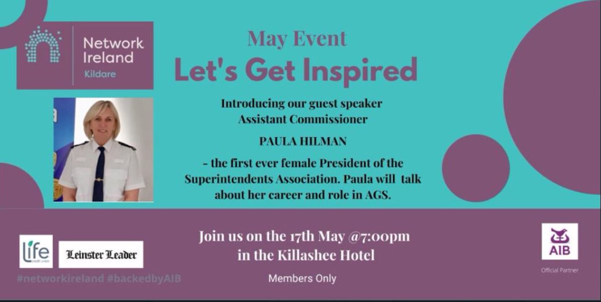 *@Network_Ireland Members Only Event*
17th May 7.00pm <a href="/killasheehotel/">Killashee</a>

We will be joined by Assistant Commisioner Hilman who in 2019 she was elected the first ever female President of the Superintendents Association for Northern Ireland.

For tickets go to bit.ly/3P9DGSm