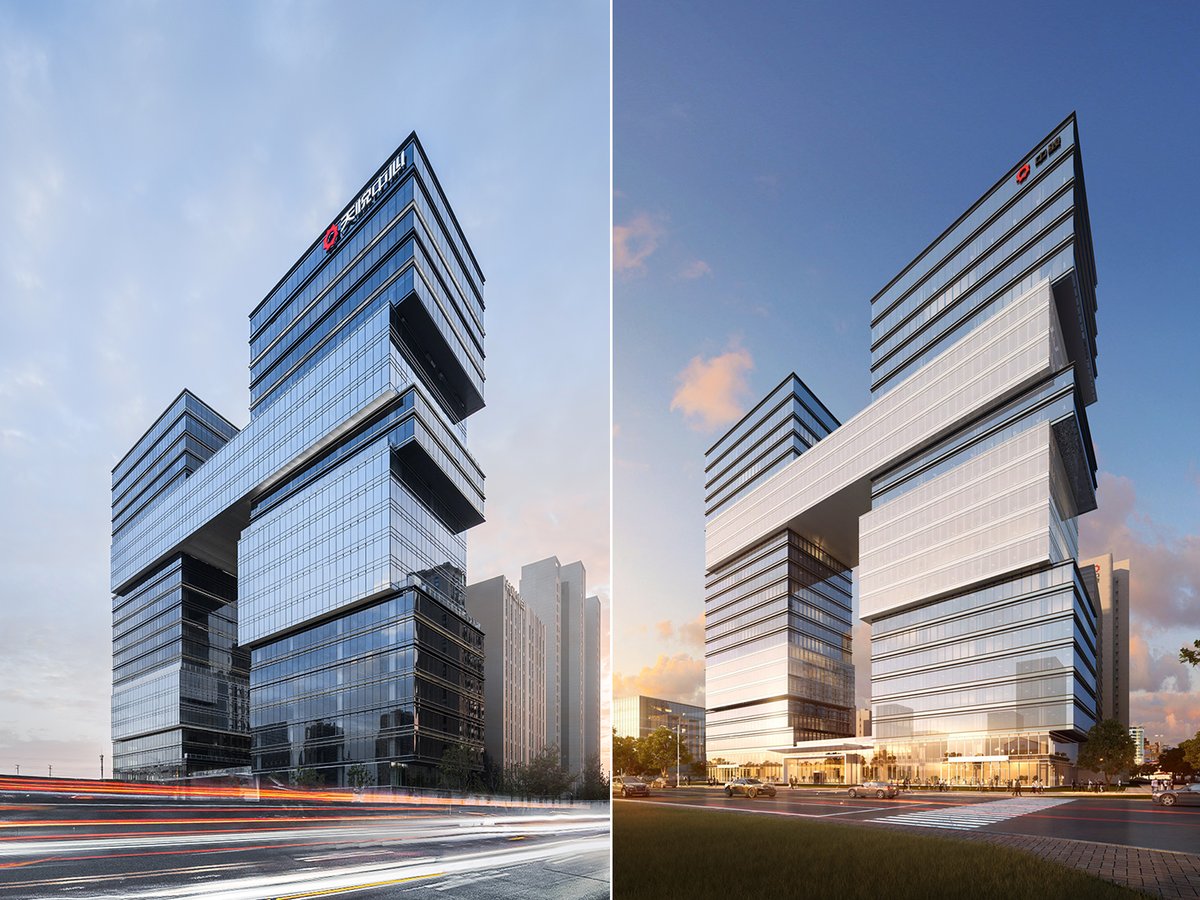 Aedas's tweet photo. [#RENDERING to REALITY]

#Shanghai’s SCE Sky Horizon is a #mixused development located in Putuo District. Led by Dr. Andy Wen, Aedas completed #masterplanning and #facade design of the development which integrates #office, SOHO and #residential space.

Photos by CreatAR Images https://t.co/XONSK7HC4y