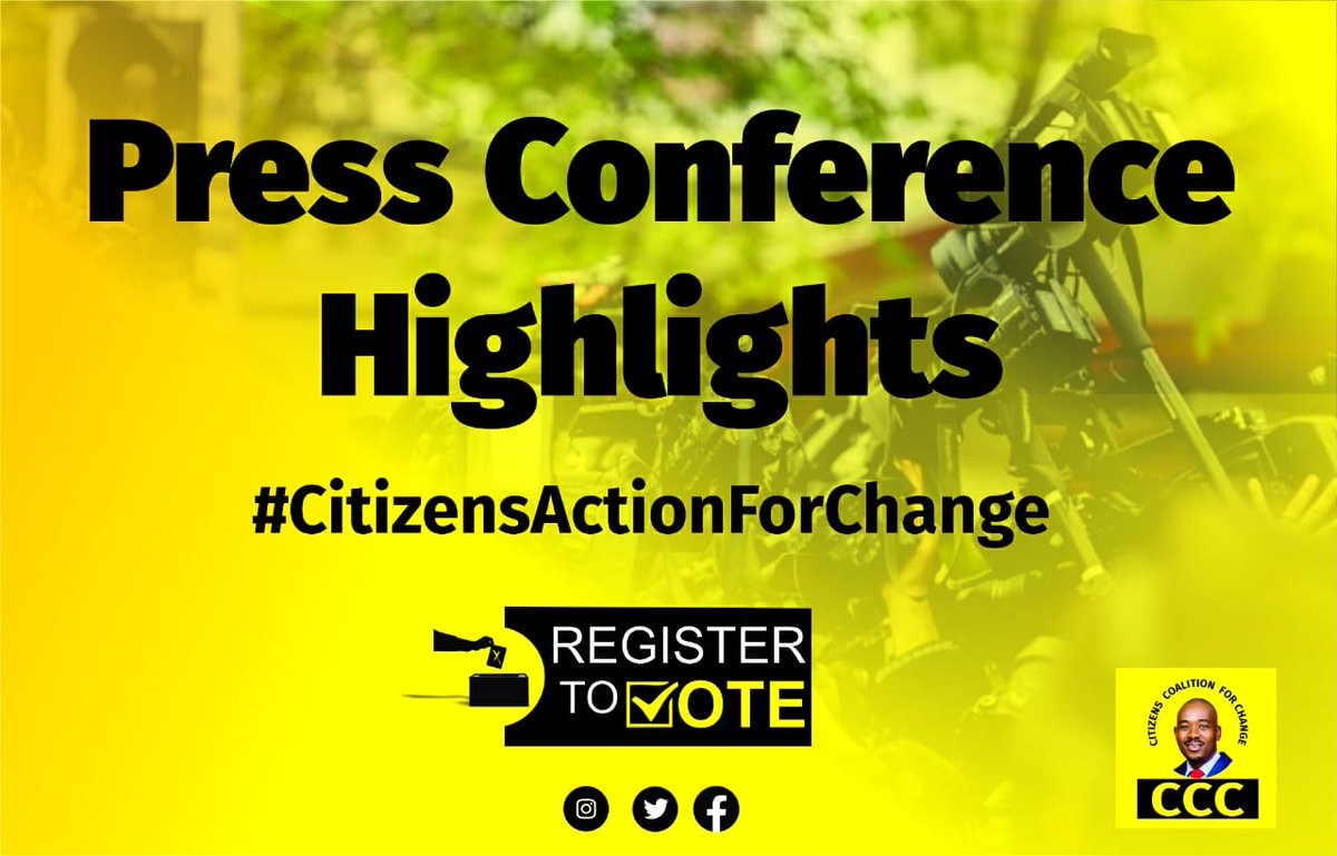 CCCZimbabwe's tweet photo. 🟡#PressConference Currency chaos – RBZ has failed in its constitutional duty provided for in
s317(1) namely to protect the currency of Zimbabwe in the interests of economic growth. #RegisterToVoteZW #CitizensActionForChange https://t.co/tMBeALgV2T