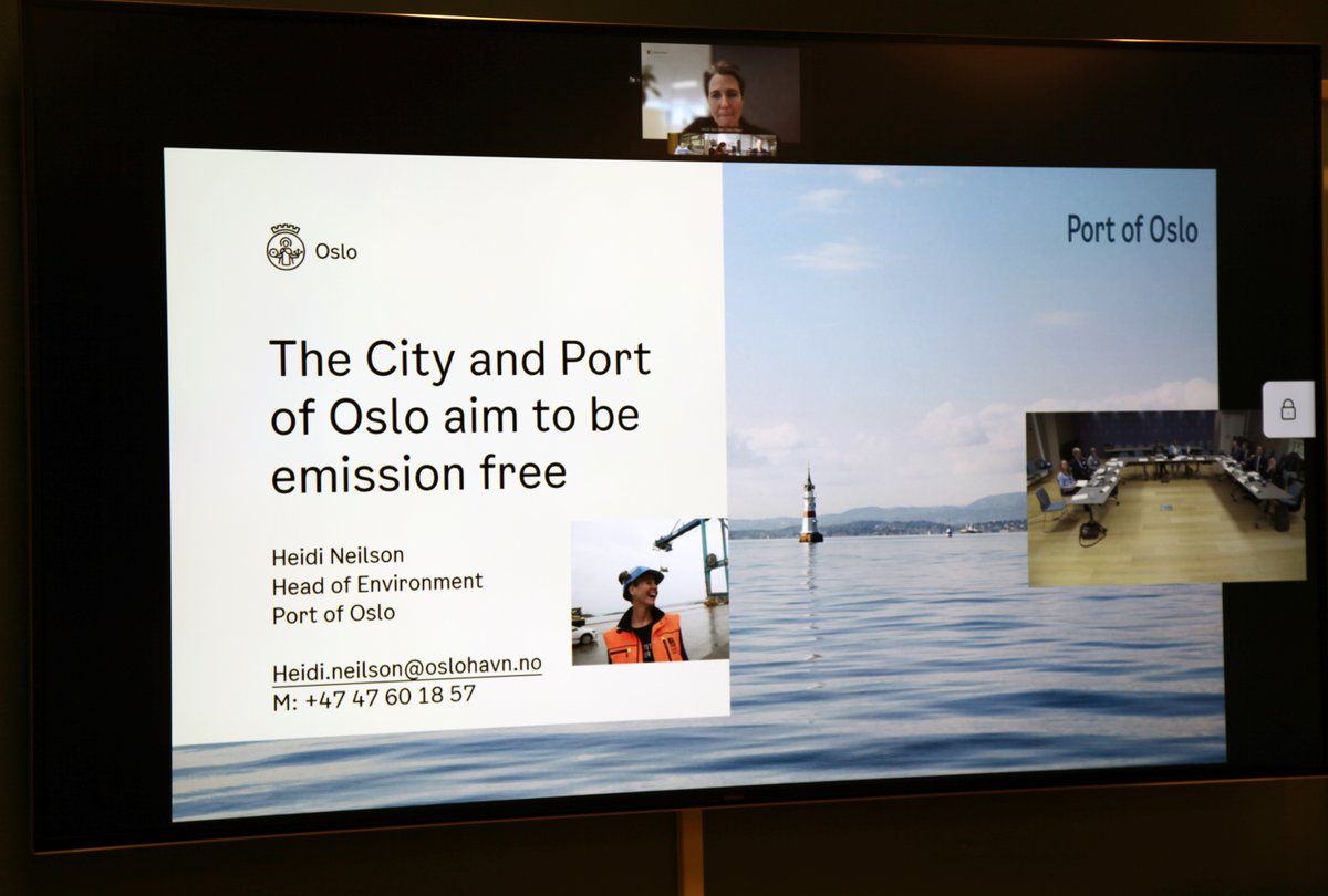 Heidi Neilson, Head of Environment in Port of Oslo is talking about the City and Port of Oslo's aim to be emission-free during the #EGSME meeting as an example of initiatives from the Norwegian maritime industry.