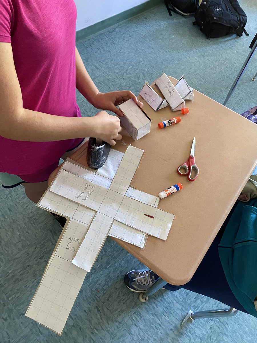 HailWatts's tweet photo. More surface area and volume work! Thinks are starting to come together. It’s always so fun to see what the groups create! #ovvtpride #middleschool https://t.co/3XmiYMgRCQ