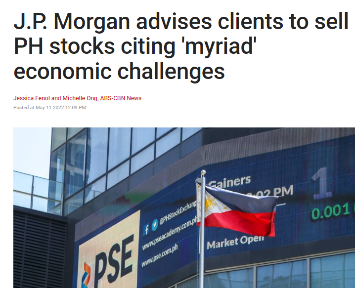 modabelle06's tweet photo. @alxspritil @raissawriter Some stock markets in the world are going down. It is normal to have downtrends but JP Morgan is downgrading PH stocks and recommending a SELL. If talagang attractive sya sa investors, dapat nagrebound na stock market. Pero hindi.  It means investors don't trust him. https://t.co/U9lK3I3Ahu