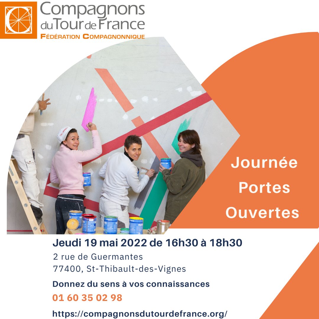 Nous vous donnons rendez-vous le jeudi 19 mai 2022 de 16h30 à 18h30 pour notre Journée Portes Ouvertes ! Venez découvrir la vie au centre de formation grâce à des échanges avec les apprenants, les formateurs, l'administration… et avoir des réponses à toutes vos questions !